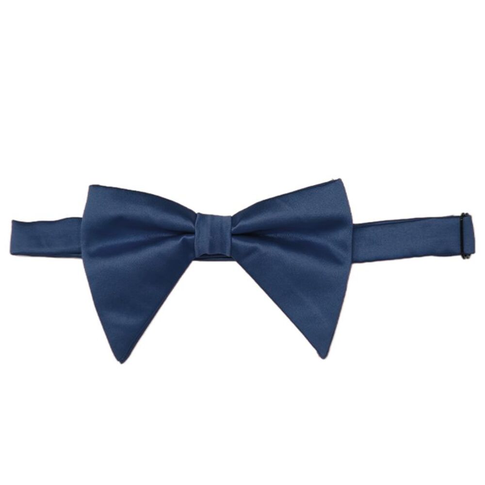 Solid Color Satin Large Bow Tie for Formal Tuxedo One Size Navy Blue